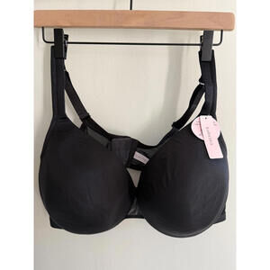 46D NWT CACIQUE Smooth Satin Full Coverage Underwire Black Bra
